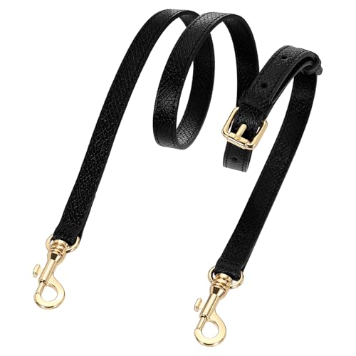 Sangle de sac en cuir véritable noir chic avec sa boucle dorée raffinée