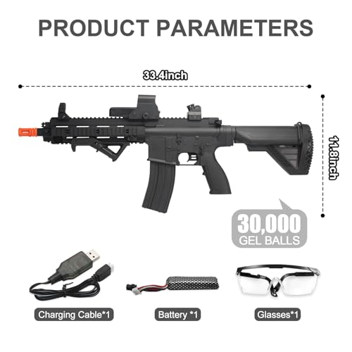 BIU BLASTER 30-Inch Gel Ball Blaster 140+ FPS, 80+ Ft Range Full-Size Electric Automatic Splatter Orby Blaster 7.4V 1400mAh Battery for Outdoor Games, Ages 14+ - Thumbnail 7