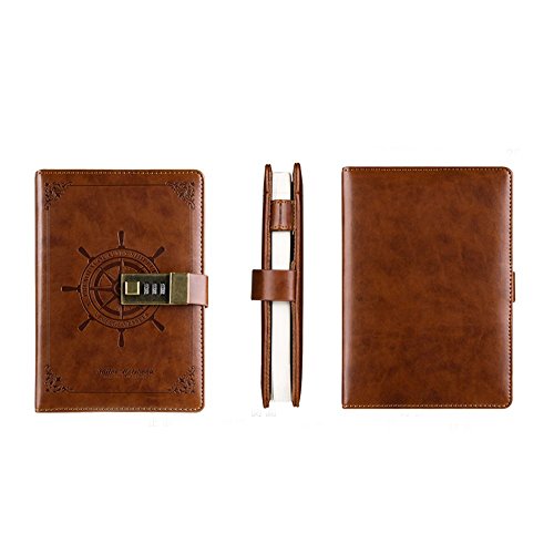 Nainaiwu Pu Leather Business Notebook Classic Writing Notepads Professional Journal Book Locked With Pen Holder And Pockets (Brown) #TOP4