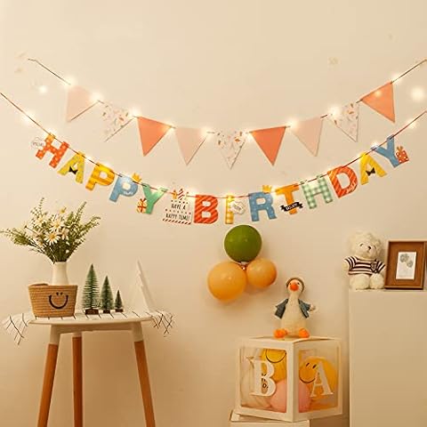 Gafild Banner Happy Birthday Party Banner Pull Flag Boys Girls Supplies Baby Shower Birthday Decoration Cover