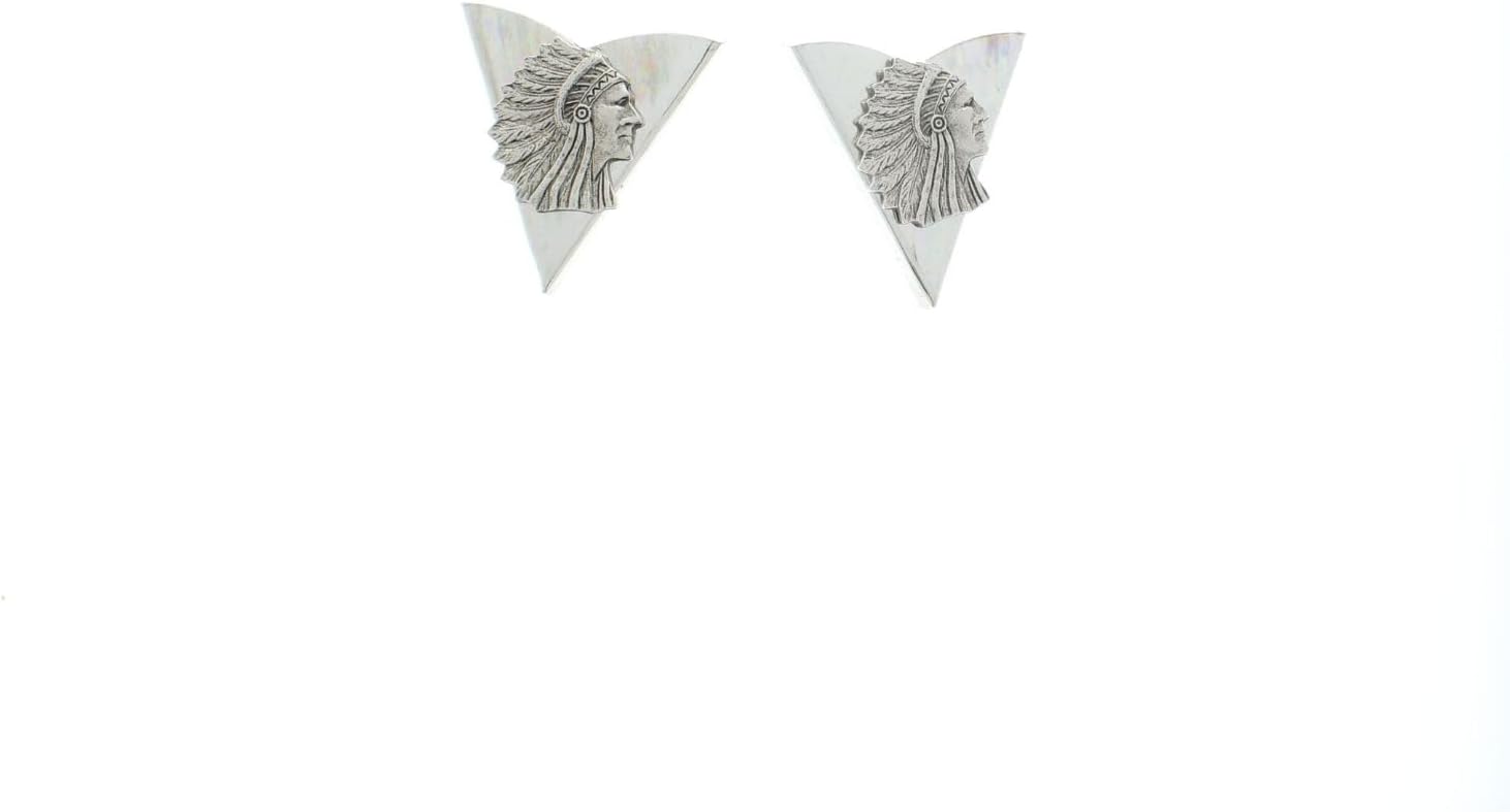 Indian Chief Collar Tips - Dress Shirt Collar Stays - Silver Finish Collar Stays for Men & Women - Made in USA