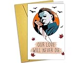 Nchigedy Michael Myers Halloween Card for Him Her, Funny Horror Anniversary Card for Wife Husband, Spooky Killer Valentines Day Card for Boyfriend Girlfriend
