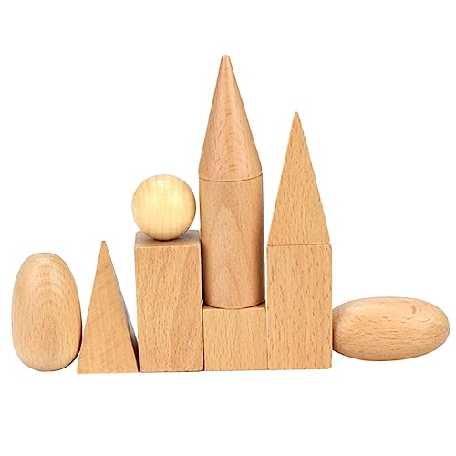HEMOTON Edificio de Madera Juguetes educativos Toys Brain Toys Bloques de Madera Bloques Madera Bloques de construcción Juguete Divertido para Juguete Educativo Bambú Khaki