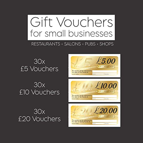 Gift Vouchers for Small Businesses - Restaurants, Salons, Pubs, Shops, Barbers: Voucher Book of £5, £10 and £20 Gift Vouchers for Customers to Redeem in their Business