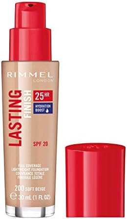 Rimmel Lasting Finish 25 Hour Foundation with Comfort Serum, SPF 20, 200 Soft Beige 30ml