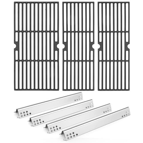 Image of Grill Parts for Char-Broil Performance 4 Burner, Fits 463375919, 463377319, 463376419, 463332719, Heat Plates G470-0004-W1A & Cast Iron Cooking Grates, For Char Broil 4 Burner Replacement Parts