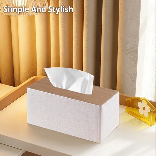 PUSU Plus Rectangular PU Leather Tissue Box Cover with Buckle Bottom - Modern Facial Tissue Dispenser Holder for Bathroom Vanity, Bedside Table, Bedroom, Office & Home Decor by PUSU - Image 6