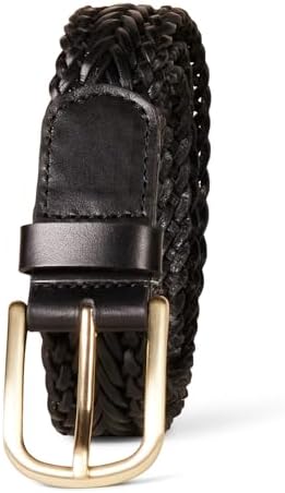 Amazon Essentials Damen Gürtel aus geflochtenem Leder, Schwarz, M