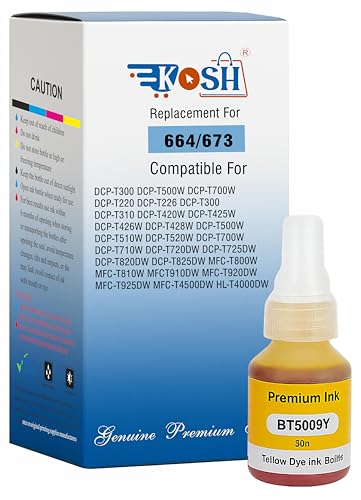 Image of KOSH BTD60 BT5000 Refill Ink Compatible for Brother DCP-T300 T310W T500W T520W T220 T700W T420W T425W T426W T428W T720DW T725DW T820DW T810W T910DW T920DW Printers (1, Yellow)