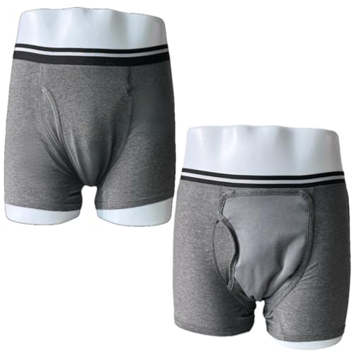 紳士用軽失禁ショーツ ボクサーパンツ 100CC吸水可能 男性用失禁パンツ 綿素材 漏れ防止 蒸れ防止 尿漏れパンツ 介護用 前開きパンツ 抗菌 防臭 防水 メンズ 失禁対策 (2枚組, M)
