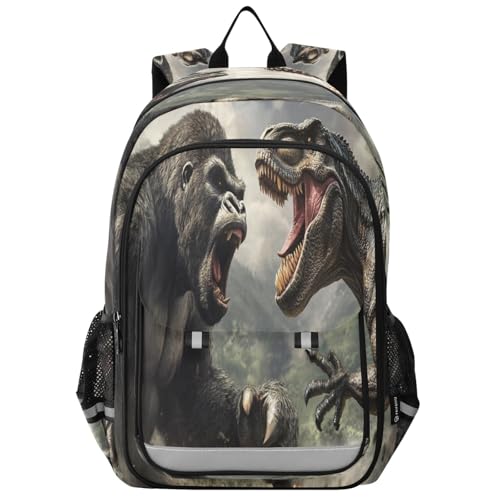 Sac à dos pour ordinateur portable pour enfants motif Gorilla Tyrannosaure Rex