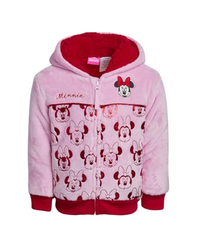 Disney Girls Fleece Jacket - Cozy Hooded Soft Plush Fleece Sherpa Jacket for Toddlers and Little Girls (Sizes 4T-7)