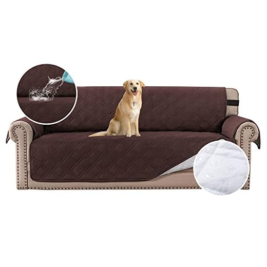 H.VERSAILTEX 100% Waterproof Sofa Protector Cover Couch Covers for Dogs / Pets | Sofa Covers for 3 Cushion Couch Leather Sofa Slipcovers with Non Slip Backing (Seat Width 68", Chocolate)