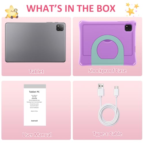 Kids Tablet, 10.1" Android 16 Tablet for Kids, Gift for Ages 6-12 30GB RAM 64GB ROM 1TB Expand, Eye Care HD Display, Parental Control, 6000mAh, WiFi, BT5.0, GPS, Purple Shockproof EVA Case - image 9