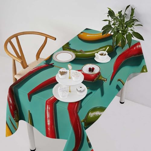 Nappe piment lin rectangulaire décoration table rustique résistante taches - 3