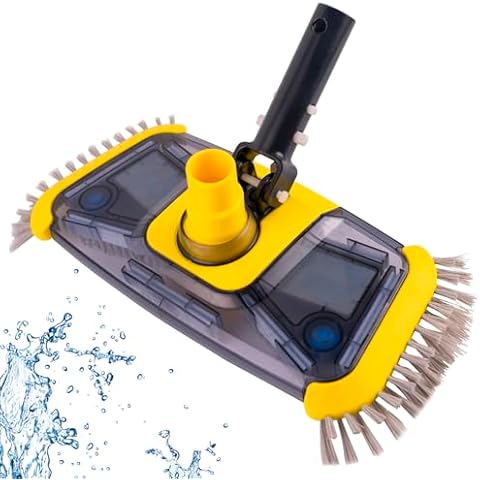 POOLAZA Pool Vacuum Head, 14'' Weighted Pool Vacuum Head with Bottom & Side Brushes, 1-1/4'' 1-1/2'' Swivel Hose Connection, Professional Pool Vacuum Heads for Inground Pools & Above Ground Pools Cover