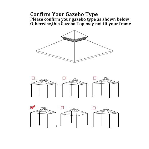 Durcover Gazebo Replacement Top 10X10 Ft, Gazebo Canopy Replacement Cover For 2 Tier Outdoor Patio Garden Tent Frames, Waterproof Uv-Resistant, Canopy Cover With Air Vent Only, Beige #TOP1