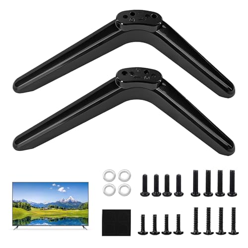 2 Pcs TV Feet Replacement, Universal TV Leg Stand Base for 32 40 49 50 55 Inch Flat Screens, ABS Legs with Screws & Gaskets, Non-Slip Design Quick Install, No Tools Required, Supports LCD/LED/OLED TVs