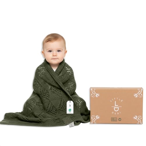 Image of Hypoallergenic Baby Blanket - 30x40 Inches Pepper Green, Oeko-TEX Certified, Thermal-Regulating, Silky Soft Knit for Girls & Boys - Swaddle, Toddler, or Receiving Blanket