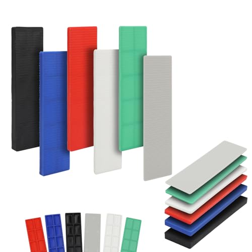 96 Stück Unterlegplatten Kunststoff 100 x 28 mm x 1-6 mm Abstandshalter Kunststoff Distanzklötze Abstandhalter Unterlegplättchen für Fenstereinbau Fliesenverlegung, Mehrfarbige