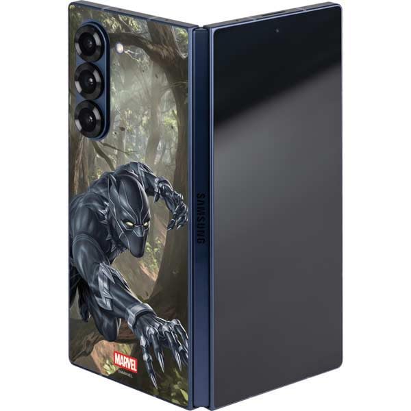 Skinit Decal Phone Skin Compatible with Galaxy Z Fold6 - Officially Licensed Marvel Black Panther in The Jungle Design