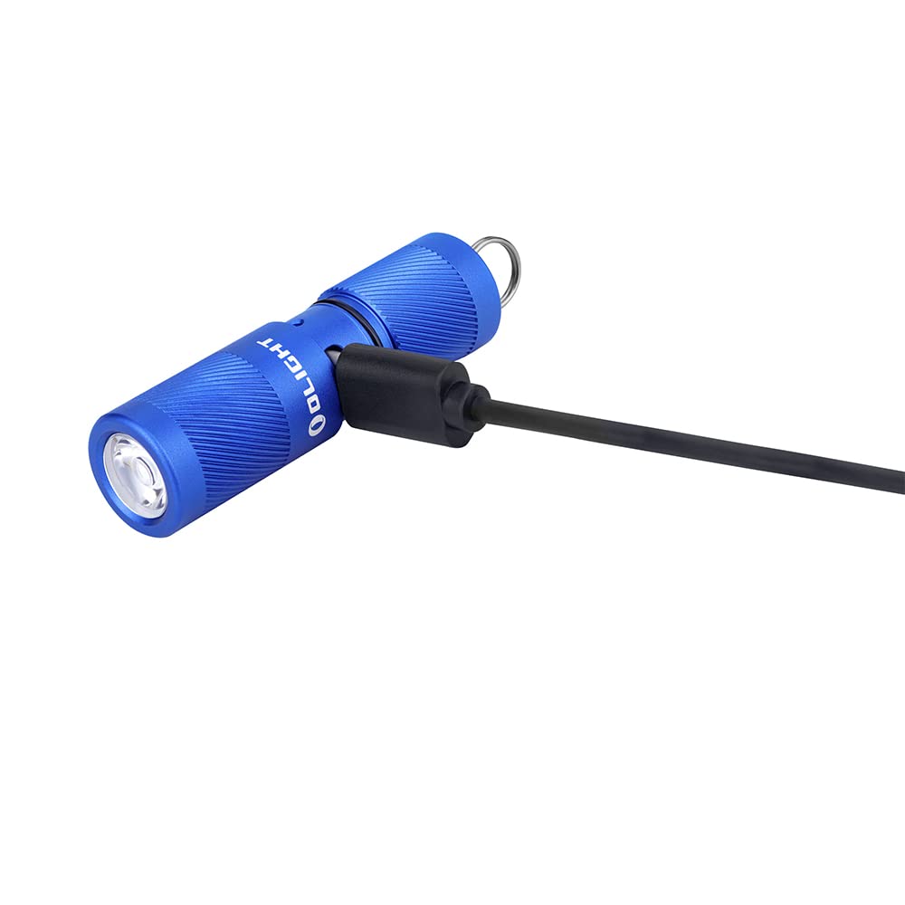 Linterna llavero recargable de 180 lúmenes, 48 metros de alcance, resistente al agua IPX7, ajustes de luz blanca, azul