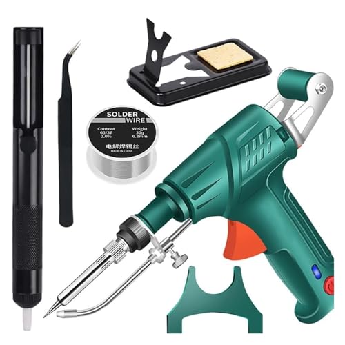 Kit saldatore a pistola, set saldatore multifunzione a temperatura regolabile da 60 W, kit saldatore for riparazione saldature elettroniche (verde)
