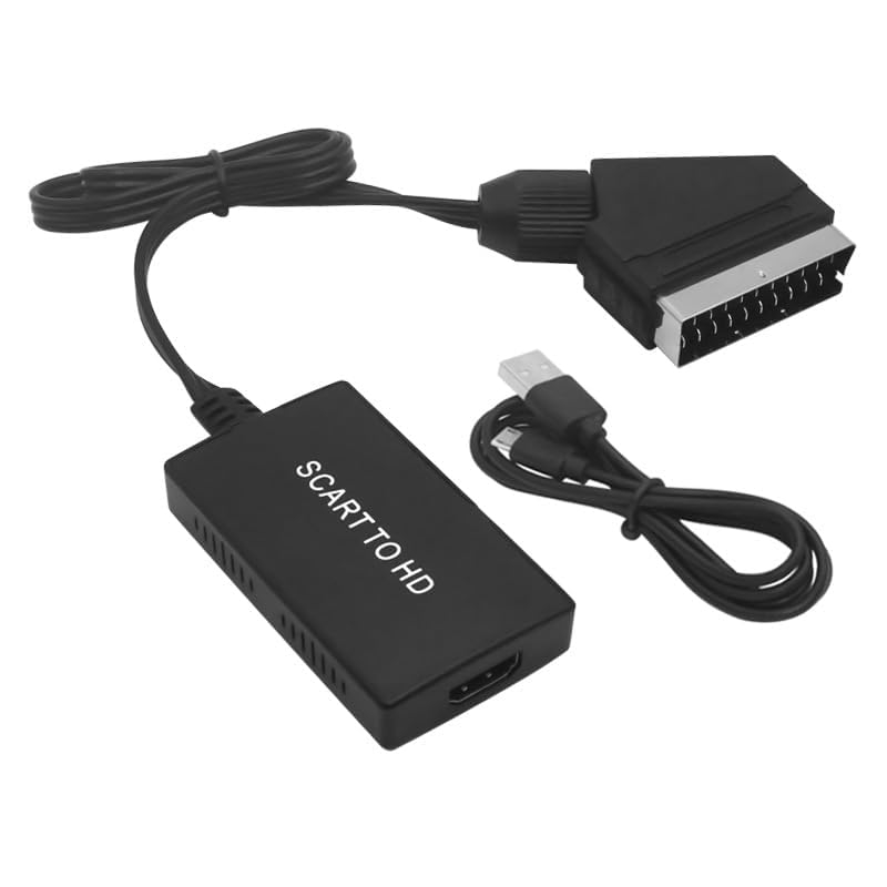 Snugloo Adaptador Euroconector a HDMI HD 1080P, Convertidor de Audio y Video con Cable HDMI y Euroconector, Compatible con HDTV, TV, Proyector, DVD, VHS, STB, Xbox, PS3, Sky, BLU-Ray