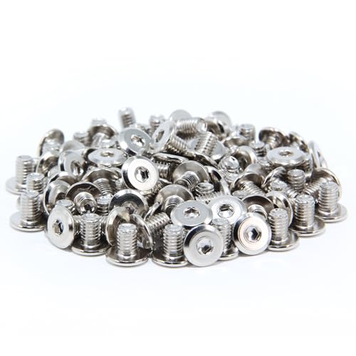 Befenybay 100pcs M6 x 8mm flacher Kopf Hex Socket Cap Schrauben Schrauben mit Sechskantschlüssel, Oberfläche Nickel, volles Gewinde