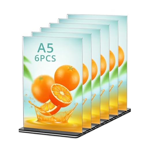 QWORK® 6 Pezzi Porta Menu da Tavolo in Acrilico - A5 - per Poster Menu Brochure presso Uffici Negozi Hotel Ristoranti Fiere Matrimoni