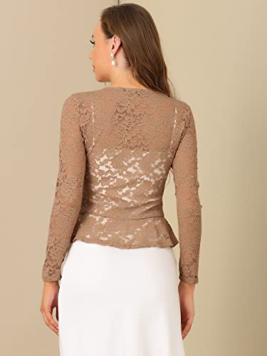 Image of Allegra K Bolero Shrug for Women's Lace Cardigan Tie Front Crop Ruffled Formal Dressy Wedding Shrugs