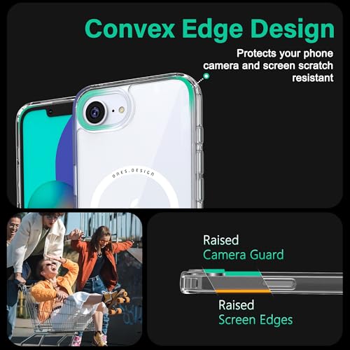 Image of ONES Magnetic Case for iPhone 16e /17e Compatible with Magsafe, Slim Clear Shockproof Cover, [PC + TPU Hybrid] Anti-Yellowing & Anti-Fingerprint iPhone 16e /17e Transparent Case