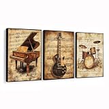Quadros Decorativos Guitarra Piano Bateria Música Instrumentos Quarto Sala Moderno Com Moldura