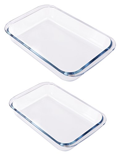 Utopia Kitchen Borosilicate Glass Oblong Baking Dishes 2-Pack Glass Bakeware - 1.8 L (11.5 x 7 x 2 Inches) & 2.4 L (13.5 x 8 x 2 Inches) - Dishwasher Safe & Oven Friendly