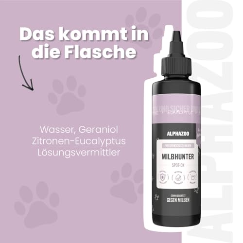 alphazoo MilbHunter Anti-MiLB Spot-On für Hunde – Natürliches Pflege-Spot-On mit Geraniol – Unterstützt Haut & Fell bei Milbenstress – Sanfte Anwendung für Hunde Aller Größen