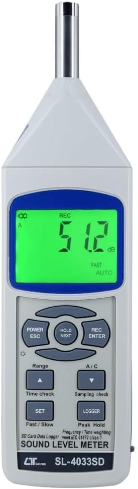 Sonómetro digital de clase 1, (30–130 dB) ideal para escuelas, monitorización de ruido ambiental, laboratorios y pruebas de ruido vehicular – Lutron SL-4033SD