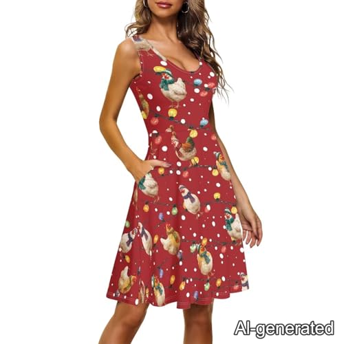 Image of Renewold Women's Sleeveless Tank Dress with Pockets, Casual Scoop Neck A-Line Sundress for Summer, Travel and Vacation