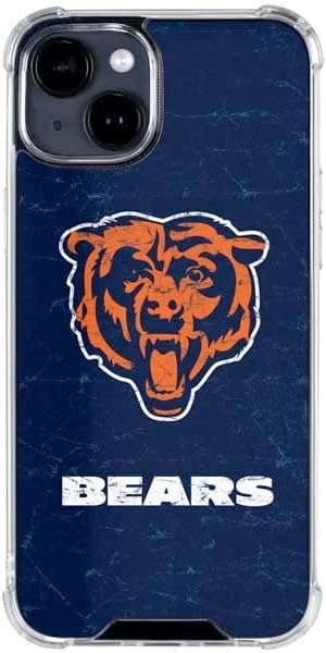 Skinit Clear Phone Case Compatible with iPhone 14 - Officially Licensed NFL Chicago Bears - Alternate Distressed Design