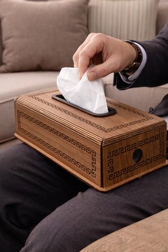 Image of Radio Wooden Tissue Box - Retro Tissue Holder for Home, Office & Car | Creative Wooden Napkin Dispenser | Decorative Tissue Case for Living Room & Bedroom (Brown Car Tissue Holder)