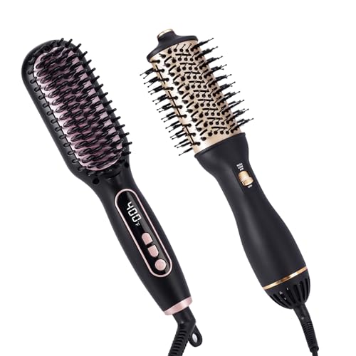 Hupifaz Blow Dryer Brush & Straightener Brush Set, Ionic Styler