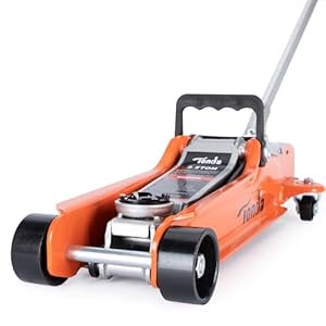 TONDA Low Profile Car Jack, 2.5 Ton (5,000 lb) Hydraulic Trolley Floor Jack for Garage, Home, Shop, Lifting Range 3.35″ to 14.57″, Orange