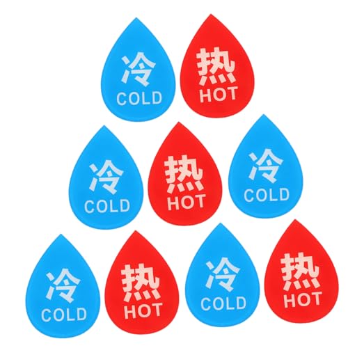 CLISPEED 12個 水り用アクリル温冷表示シール 自己粘着式で耐水性あり 浴室 洗面所蛇口用視認性注意サイン