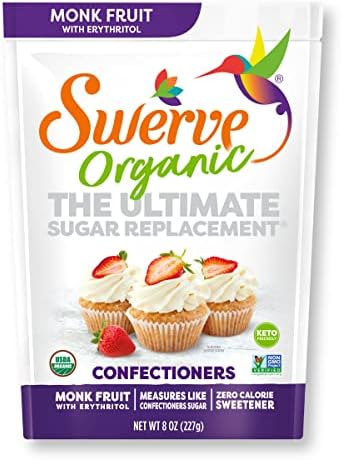 Swerve Organic Monk Fruit Blend Confectioners Sugar Replacement Sweetener, 8 Ounce (Pack of 1)