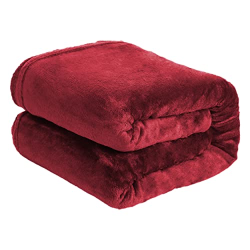 H HANSEL HOME Manta para Sofá Extrasuave Microfibra, Manta Sofa Franela, Manta Polar para Cama, para Toda Estación - Rojo,130x160cm