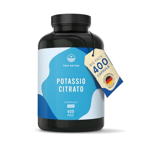 Potassio – 2.222 mg al giorno – 400 capsule – Citrato di potassio con potassio elementare –...