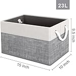 Fab totes Storage Bins [3-Pack], Foldable Storage Baskets for Organizing Toys, Books, Shelves, Closet, Large Storage Box with Rope Handles, Sturdy Organizer Bins, White & Grey - Image 3