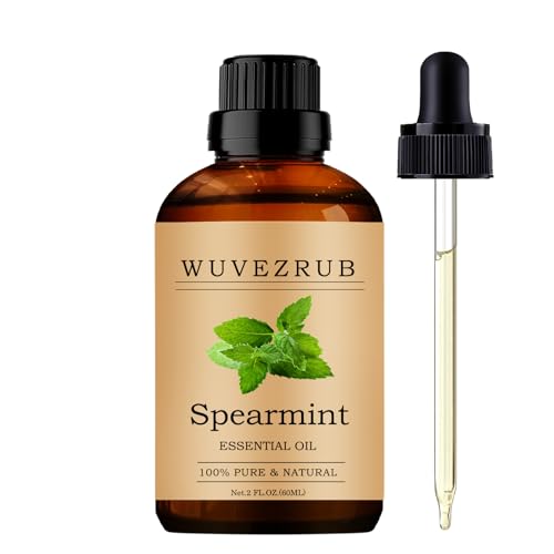 Wuvezrub Spearmint Essential Oils 60ML Pure Spearmint Essential Oil for Aromatherapy Diffuser - 2 Fl Oz