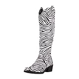Bequeme Passform: Der Reißverschluss ermöglicht ein leichtes An- und Ausziehen. Die Stiefel sind aus weichem Material und haben einen Blockabsatz und eignen sich ideal für den täglichen Gebrauch. Die Schuhe haben eine Schafthöhe von 42 cm und der Absatz hat eine Höhe von 5 cm