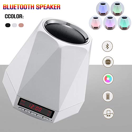 Preisvergleich Produktbild Nachtlichter Bluetooth Lautsprecher, Intelligent Wecker LED Lichter Bluetooth Sprecher Berühren Sensor Bunt Nachttischlampe Kabellos Zuhause Kleiner Lautsprecher Tragbar Tischleuchte (Color : White)