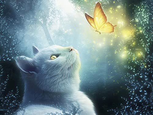 QRKJ 1000 pièces Puzzles-Beau Papillon et Chat-Adultes Puzzle Puzzles Moderne décor à la Maison Festival Cadeau Art Mural Cover